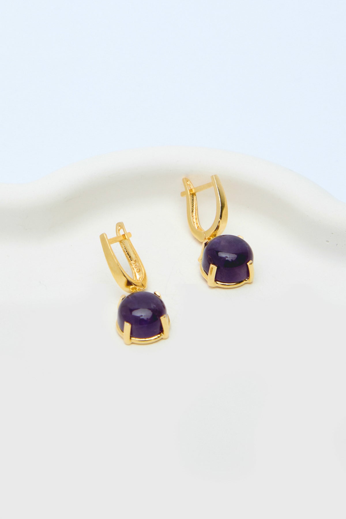 Sima 925 Sterling Silver 18k Gold Plated  BirthStone Gems Earrings I Amethyst