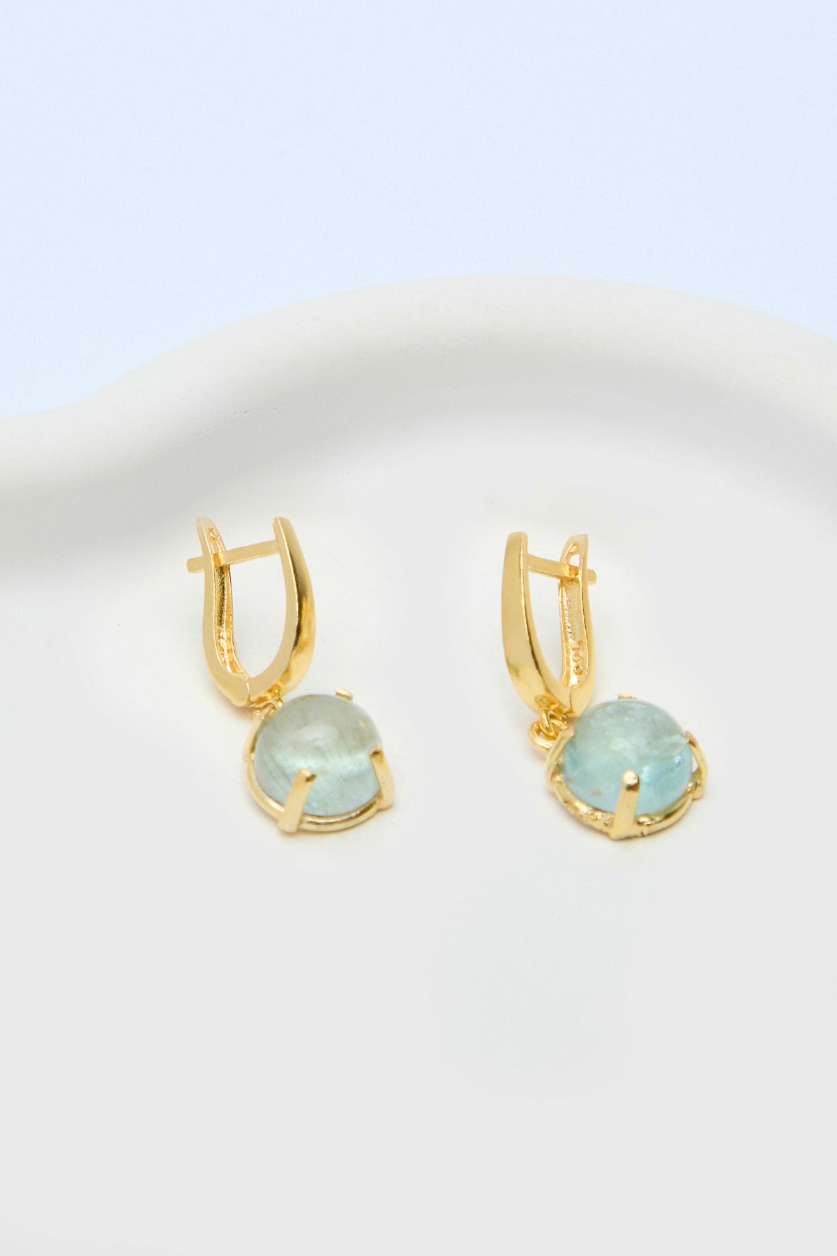 Senna 925 Sterling Silver 18k Gold Plated  BirthStone Gems Earrings I Aquamarine