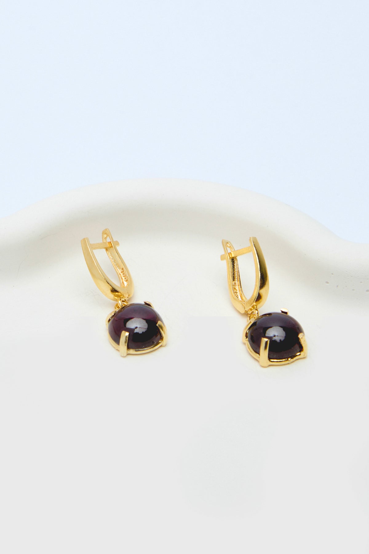 Mira 925 Sterling Silver 18k Gold Plated  BirthStone Gems Earrings I Garnet