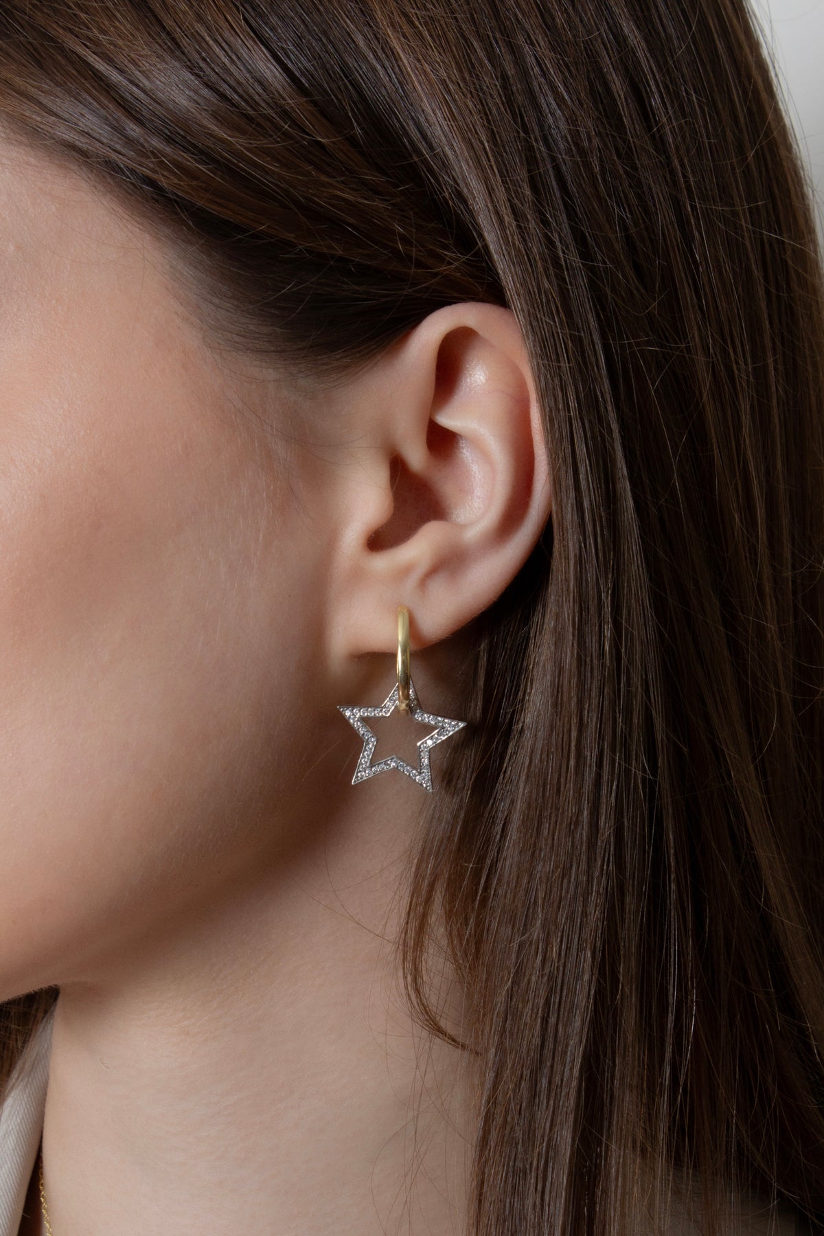 Stary 925 Sterling Silver 18k Gold Plated Two-Tone Star Earrings