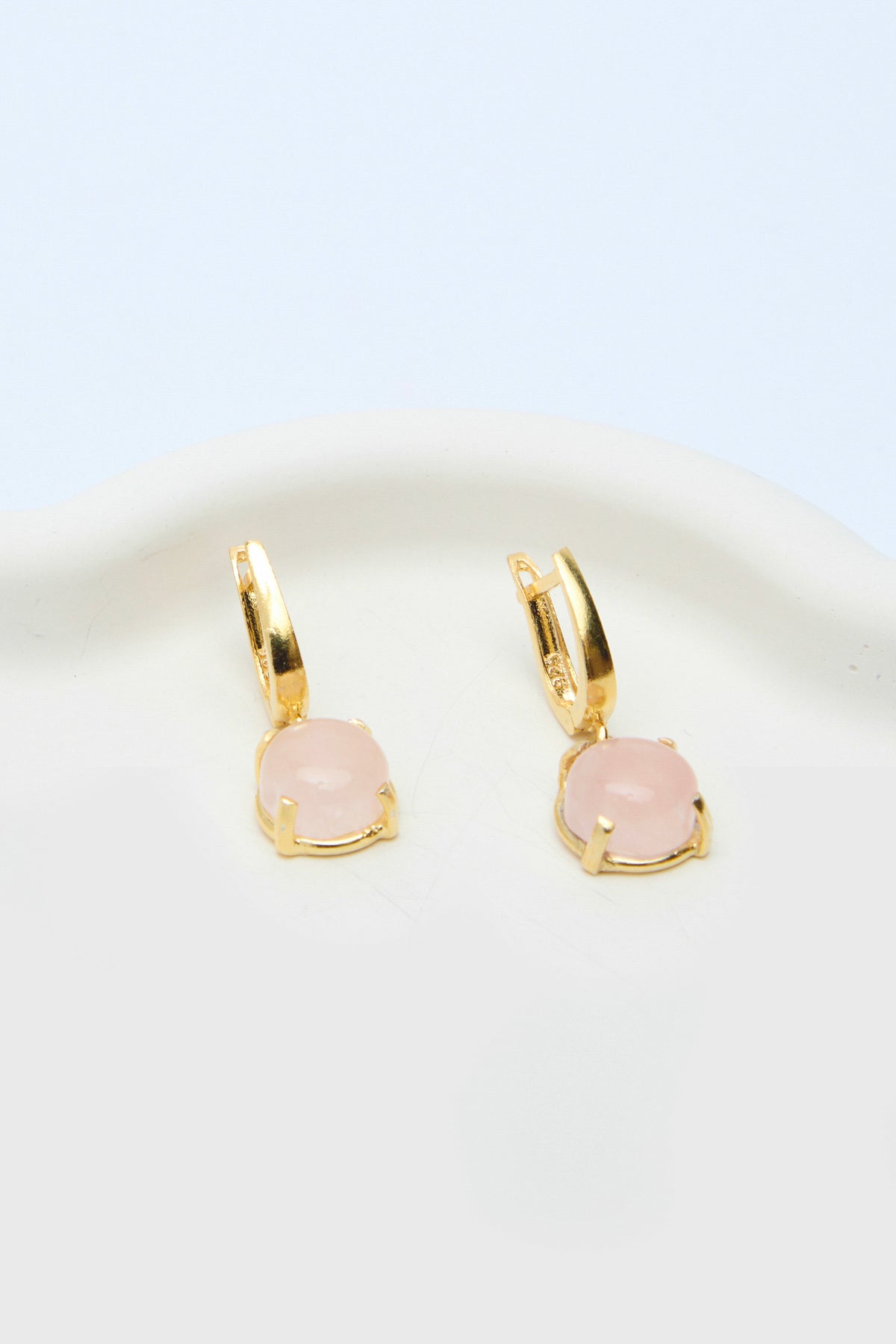 Seren 925 Sterling Silver 18k Gold Plated  BirthStone Gems Earrings I Morganite