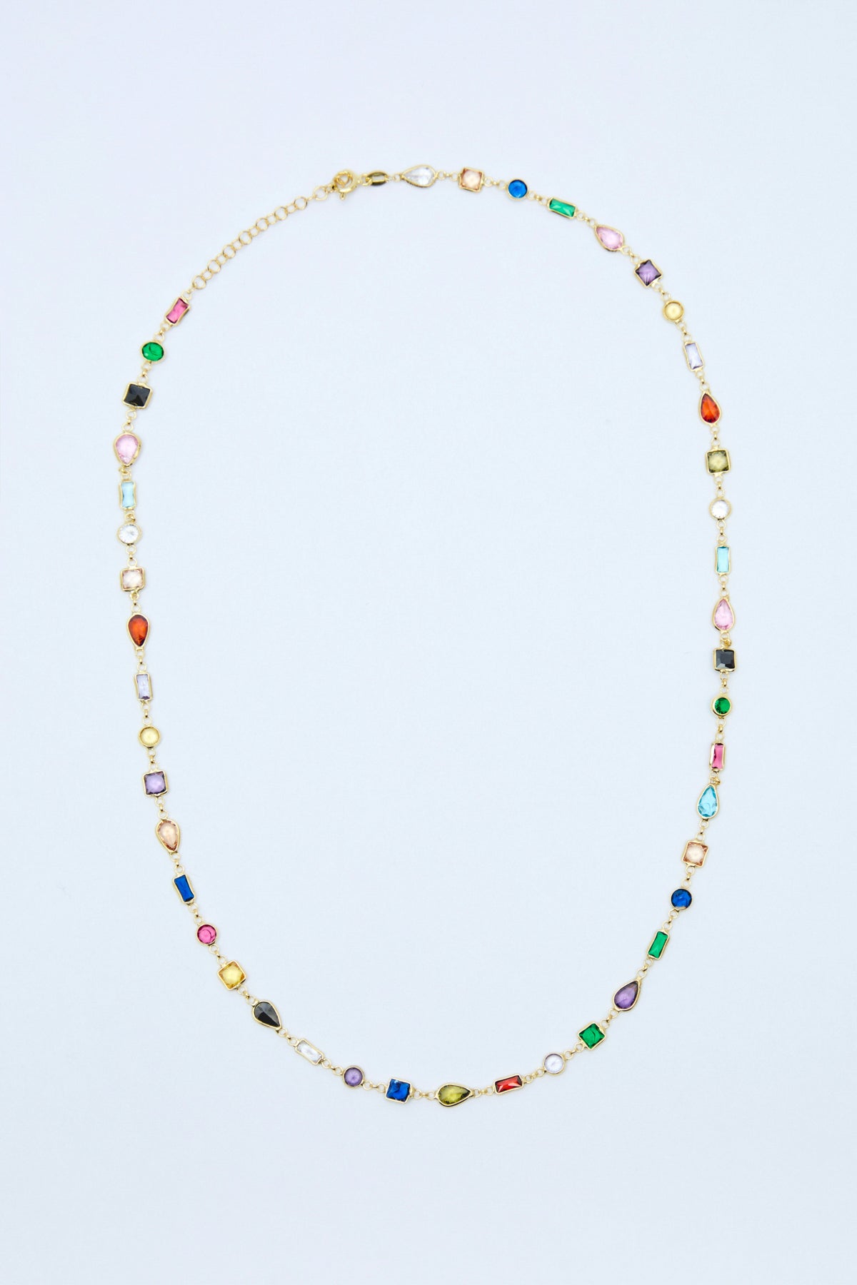 Aero 925 Sterling Silver 18k Gold Plated Colored Gemstone Necklace