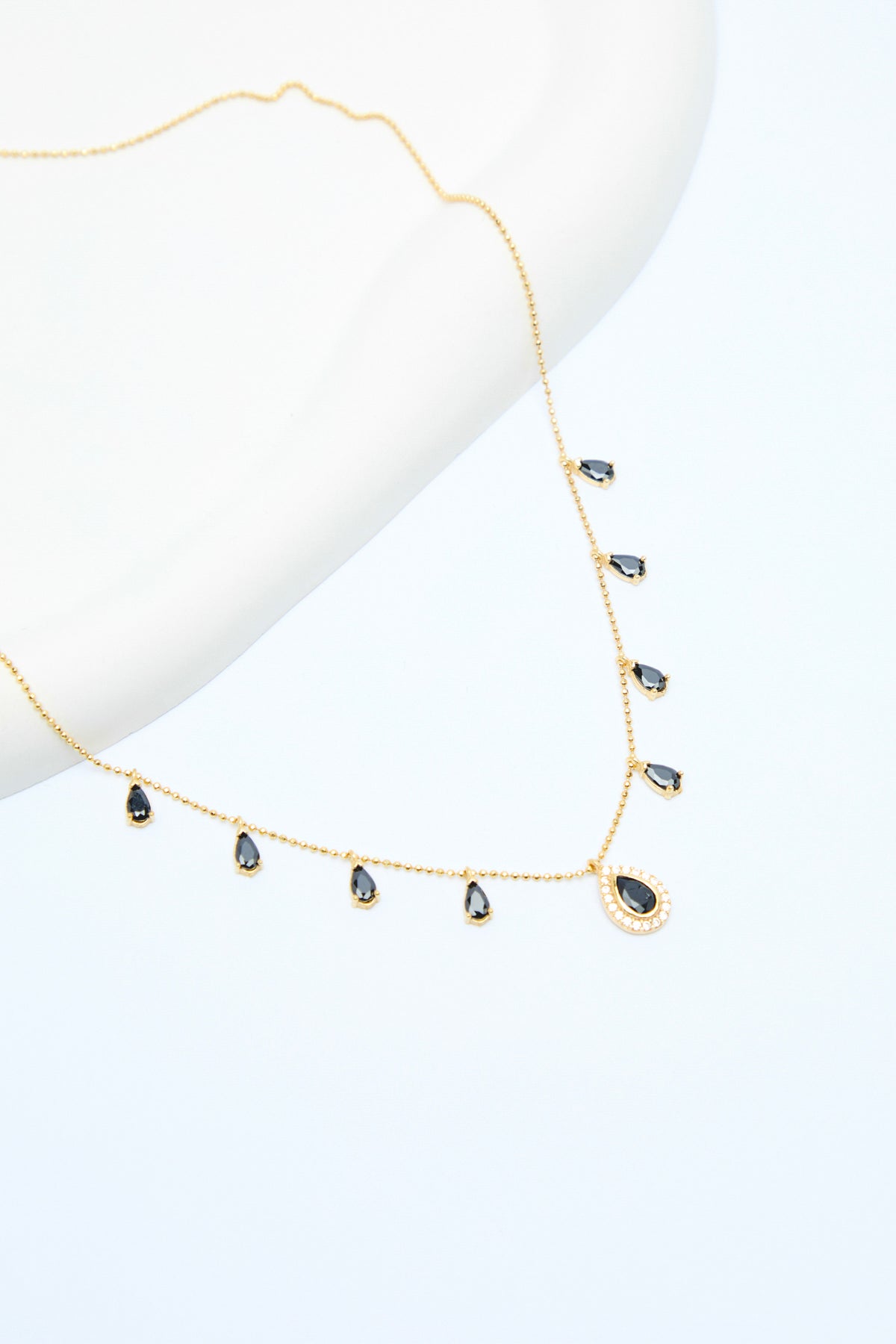 Daphne 925 Sterling Silver Sapphire Zirconium Drop Necklace