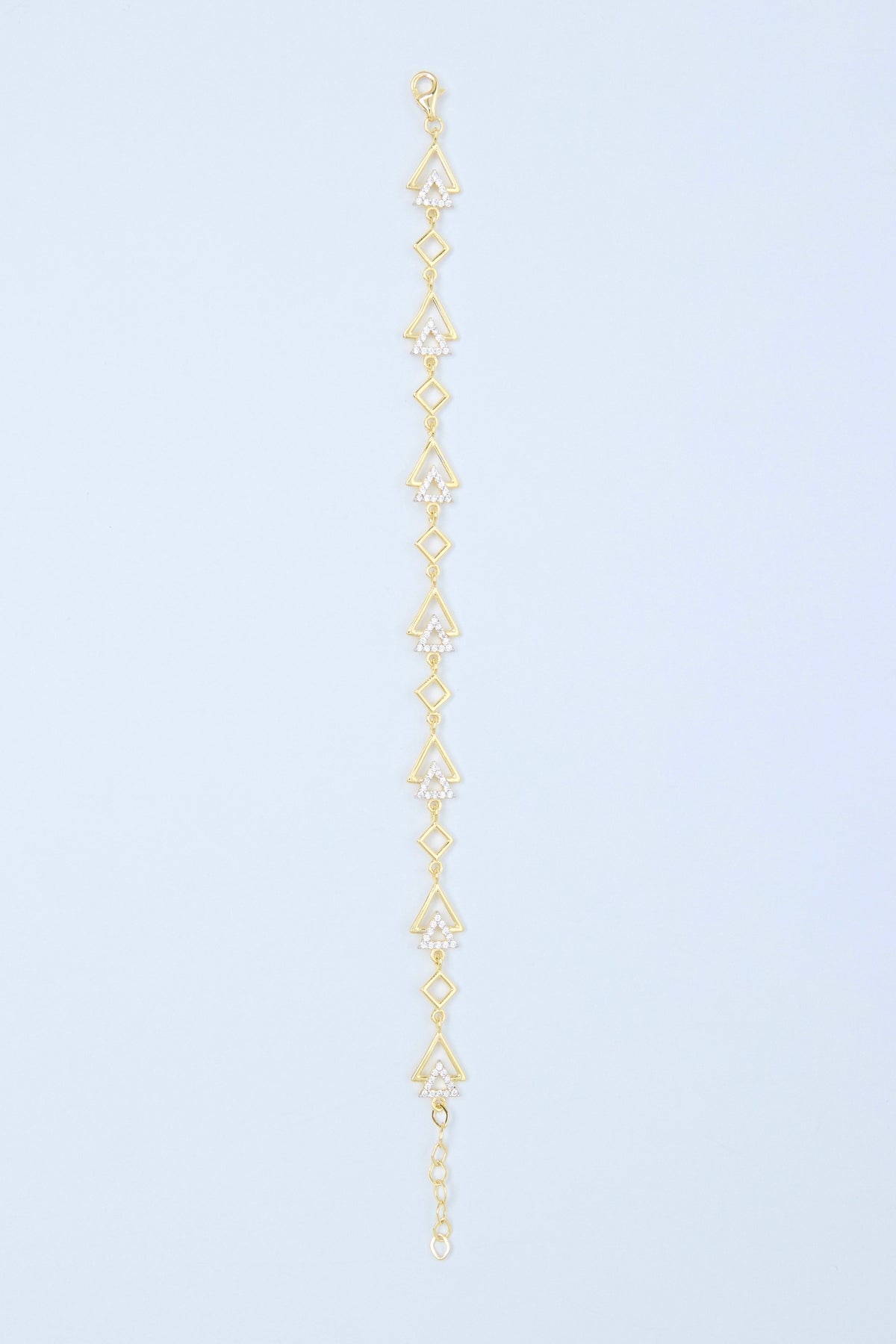 Mira 925 Sterling Silver Zirkonium Triangle Chain Bracelet