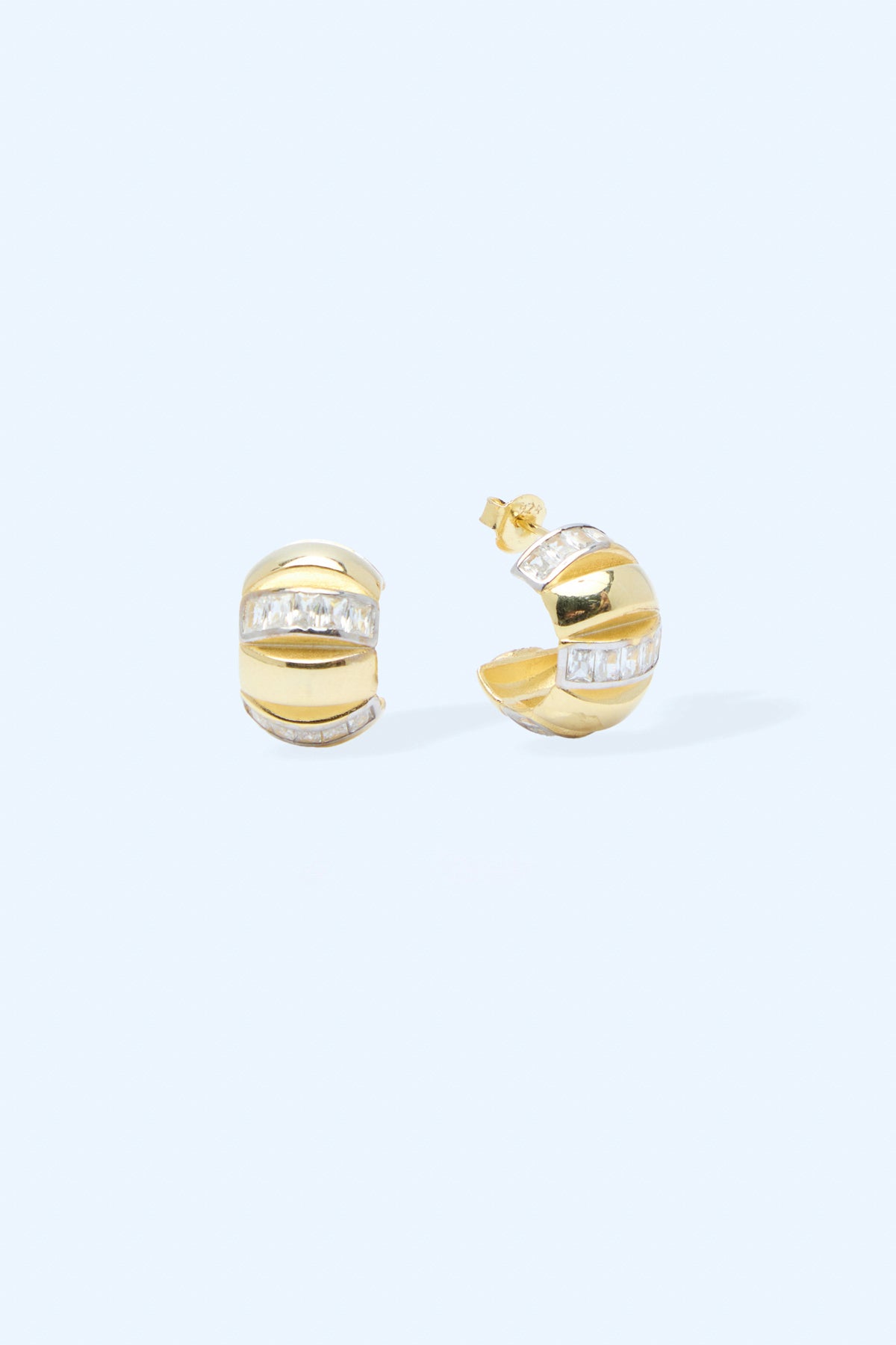 Lear 925 Sterling Silver 18k Gold Plated  Zirconium Earrings