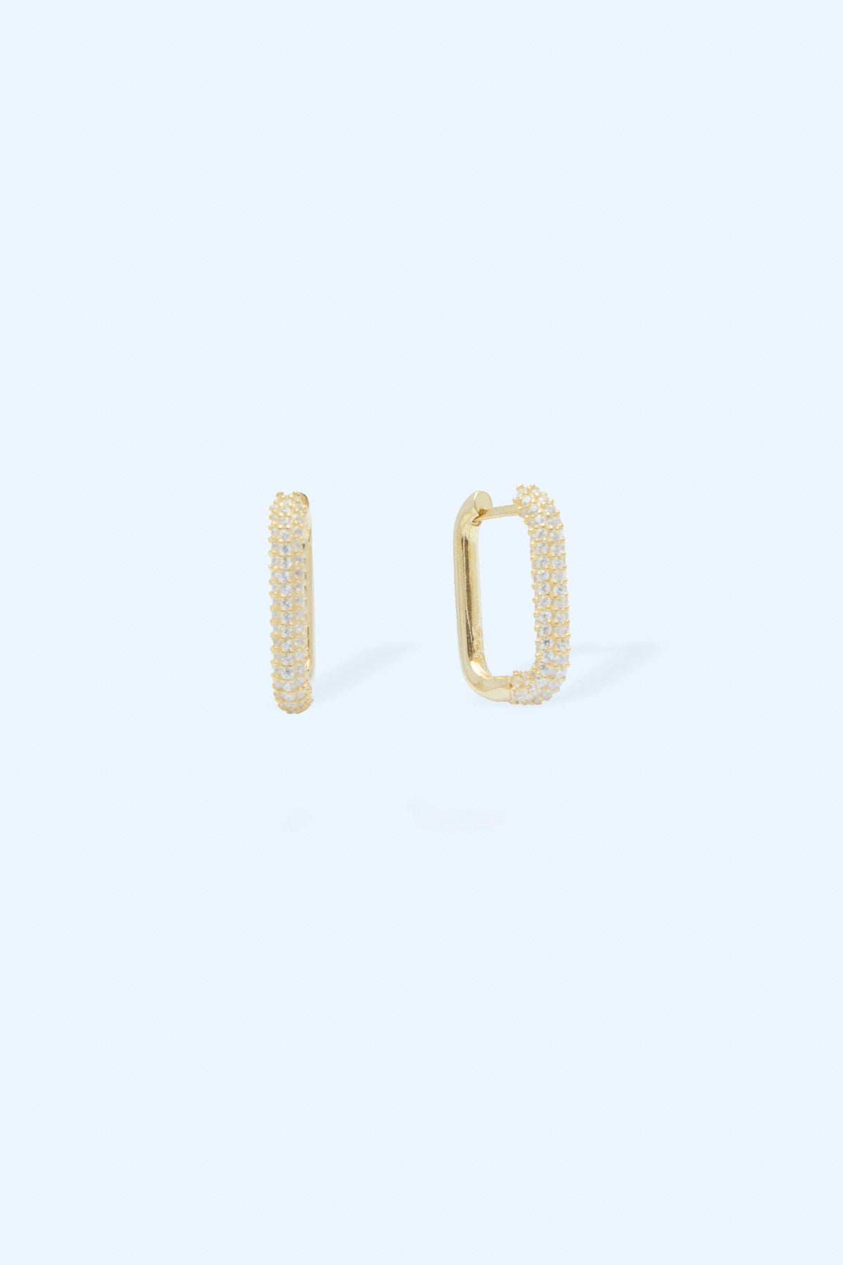 Jade 925 Sterling Silver 18k Gold Plated Zirconium Rectangular Hoop Earrings