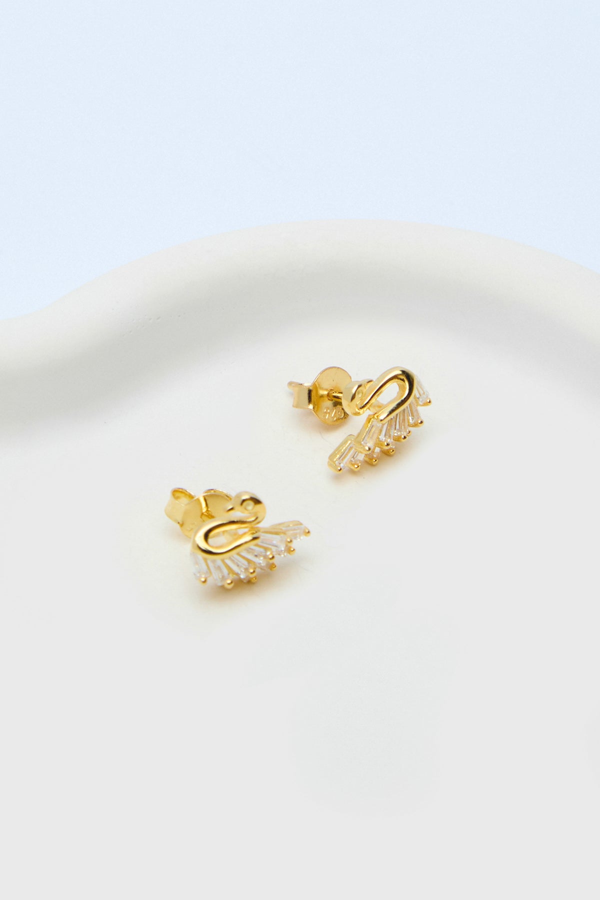 Nadya 925 Sterling Silver 18k Gold Plated Zirconium  Swan Earrings