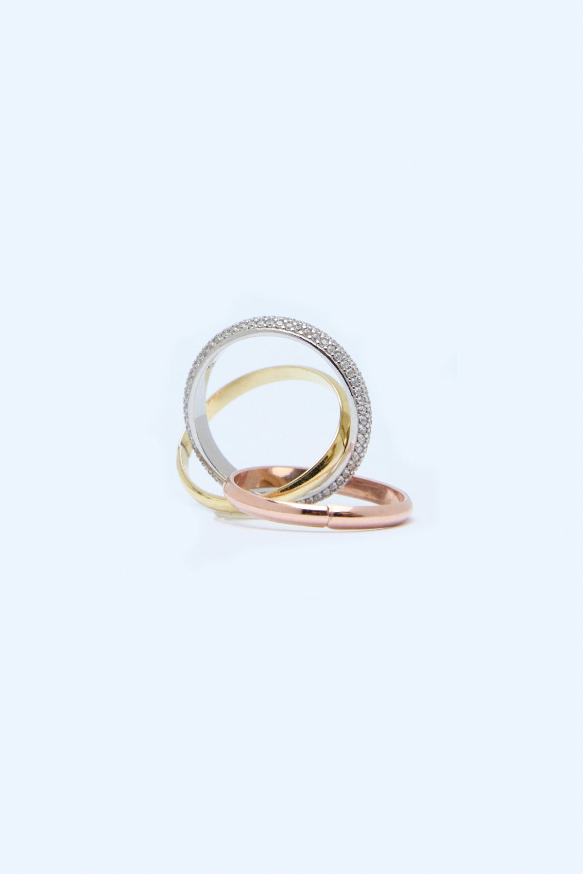 Trium 925 Sterling Silver 18k Gold Plated  Triple Zırconium Design Ring