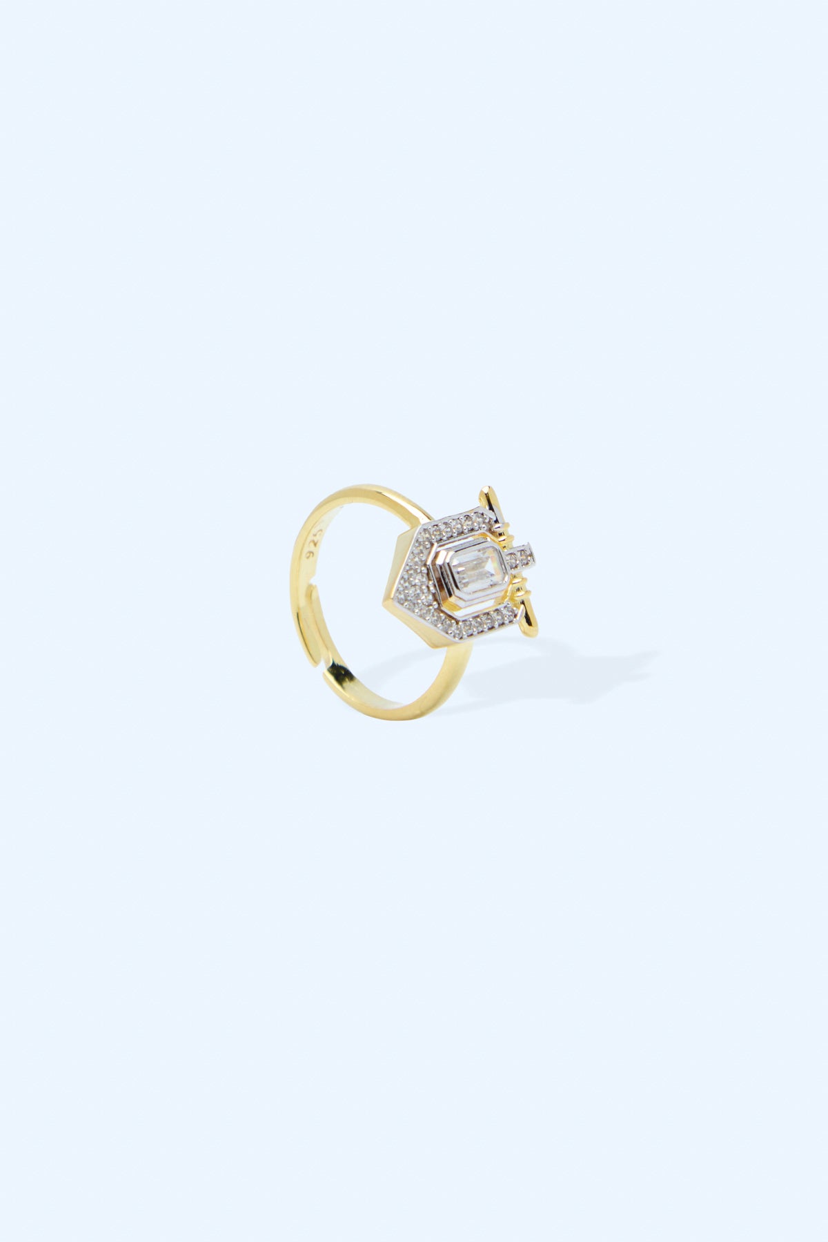 Zephira 925 Sterling Silver 18k Gold Plated Zırconium Ring