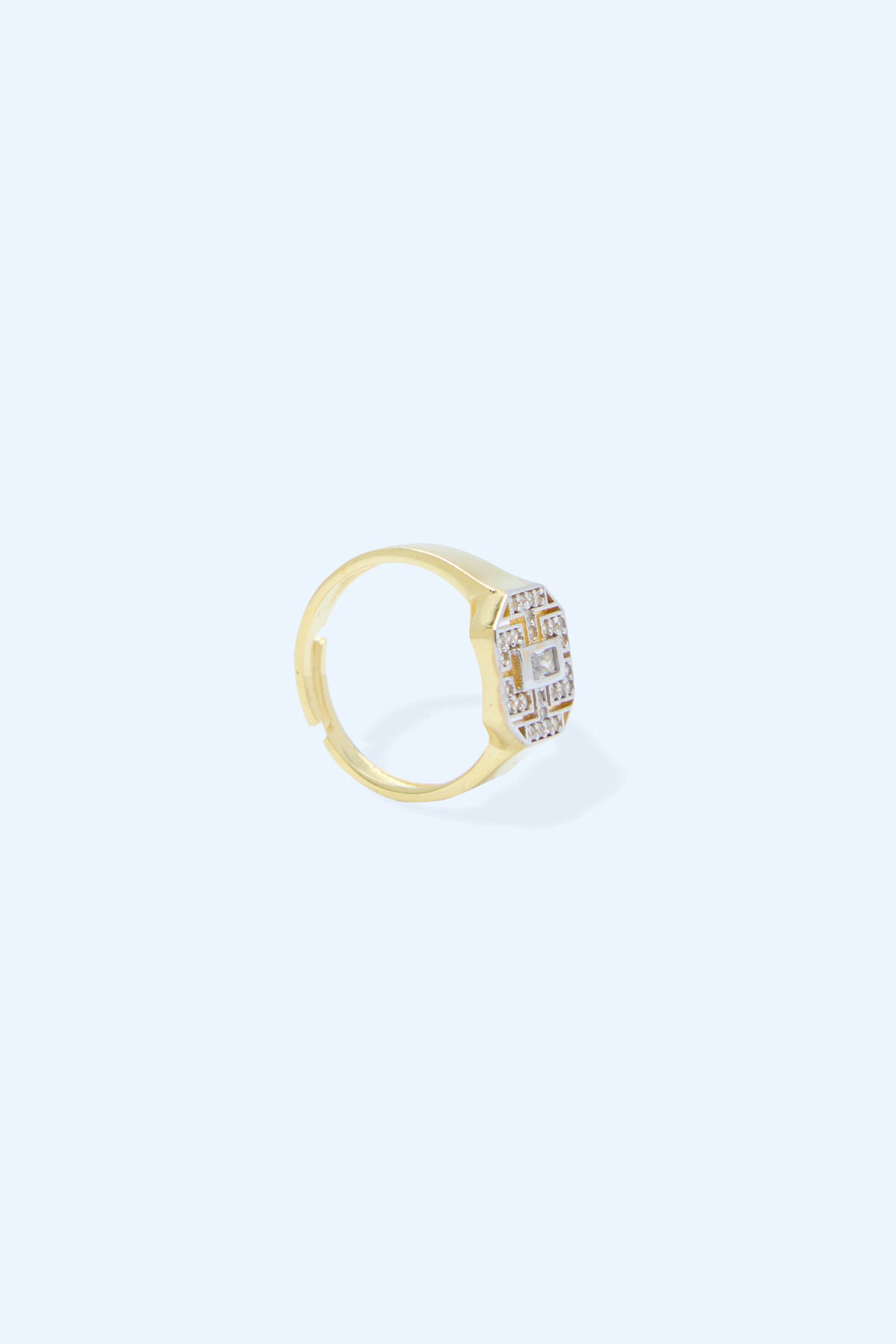 Enigma 925 Sterling Silver 18k Gold Plated  Zirconium Ring