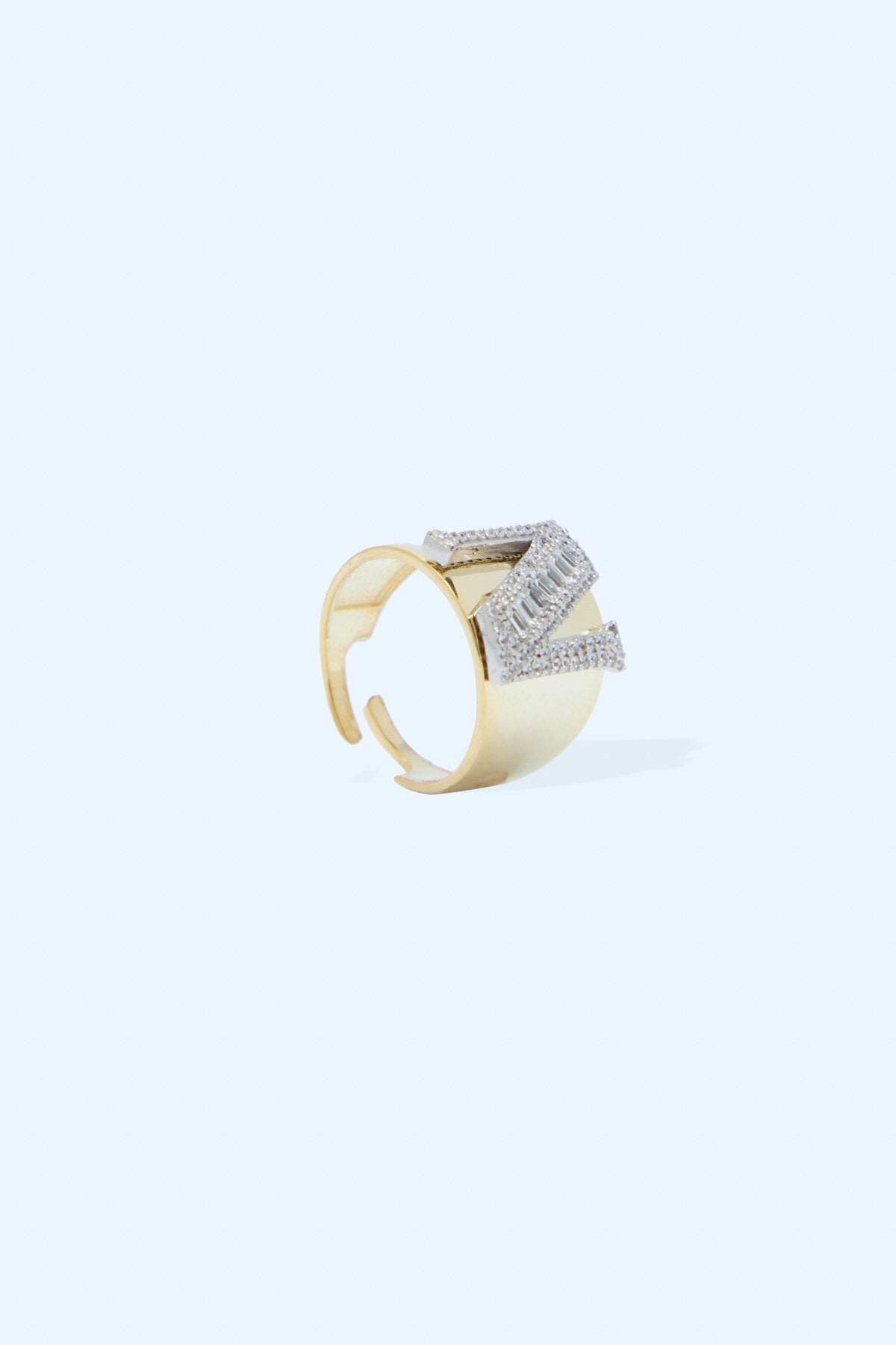 Mirage 925 Sterling Silver 18k Gold Plated Letter Ring