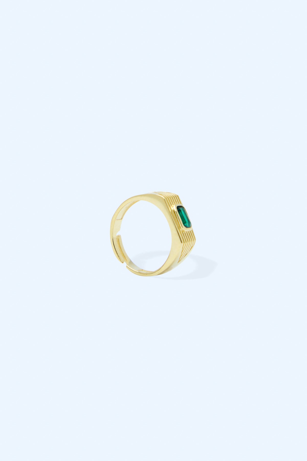 Zena 925 Sterling Silver 18k Gold Plated Green Zirconium Ring