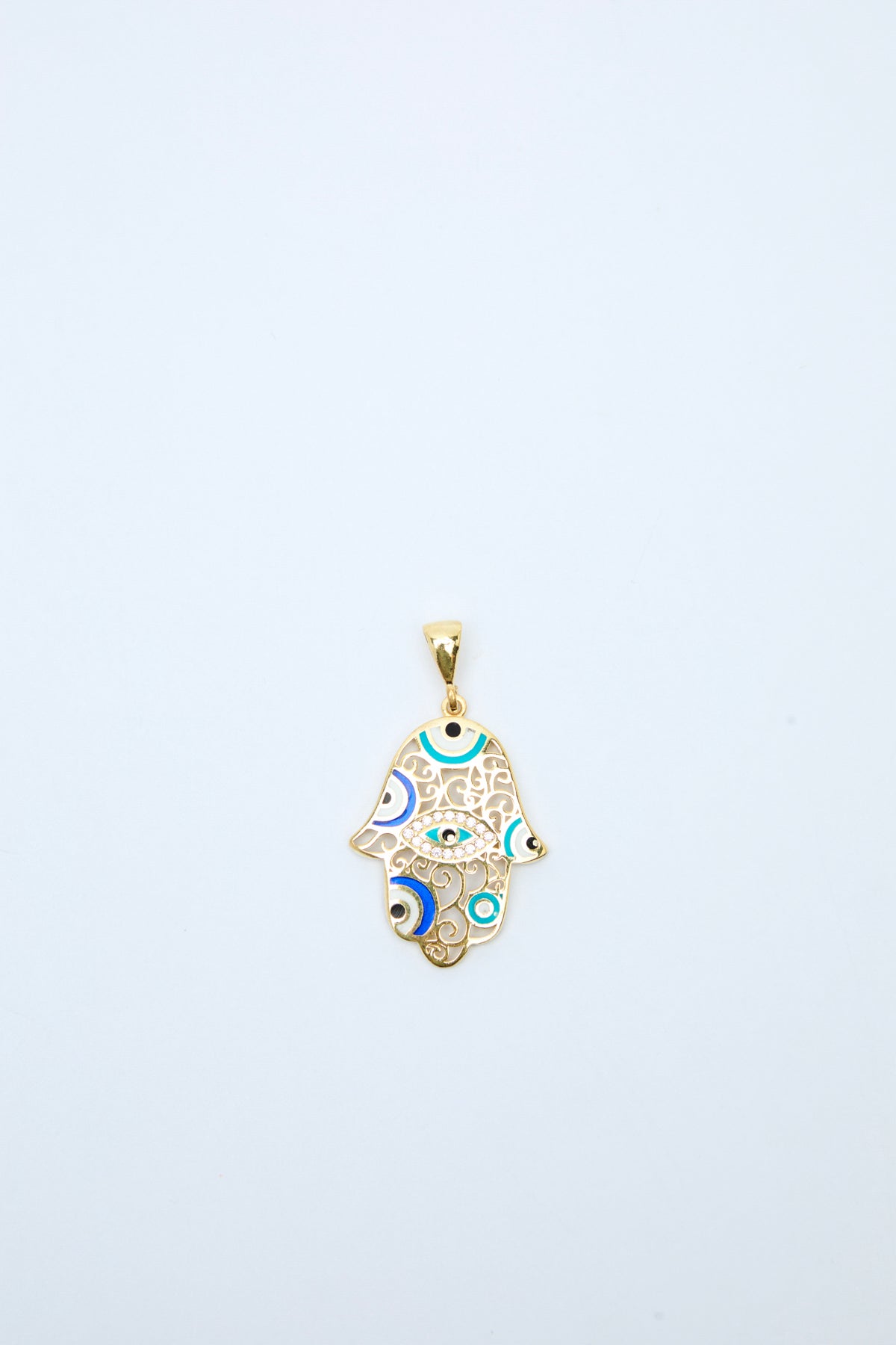 Lia 925 Sterling Silver 18k Gold Plated Hamsa Pendant