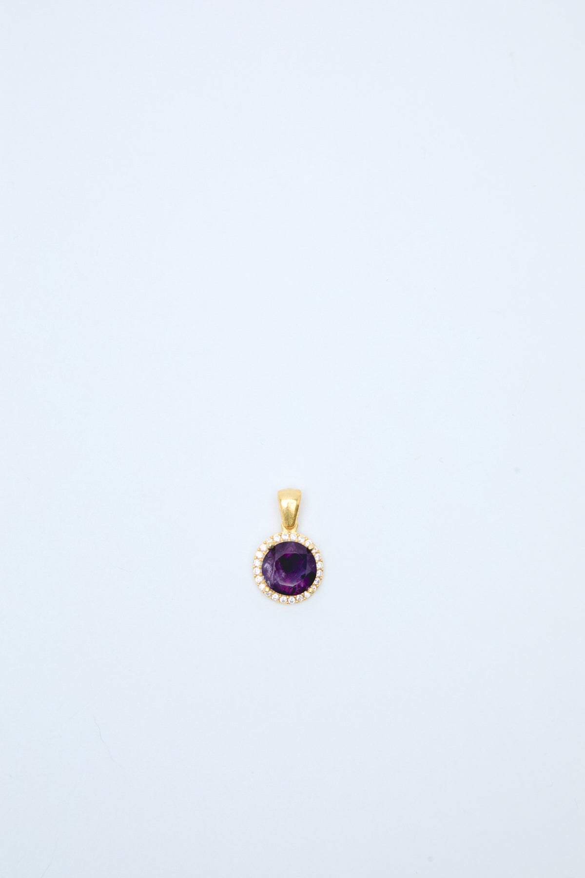 Bonita 925 Sterling Silver 18k Gold Plated Handmade Gemstone Birthstones Pendant I Amethyst