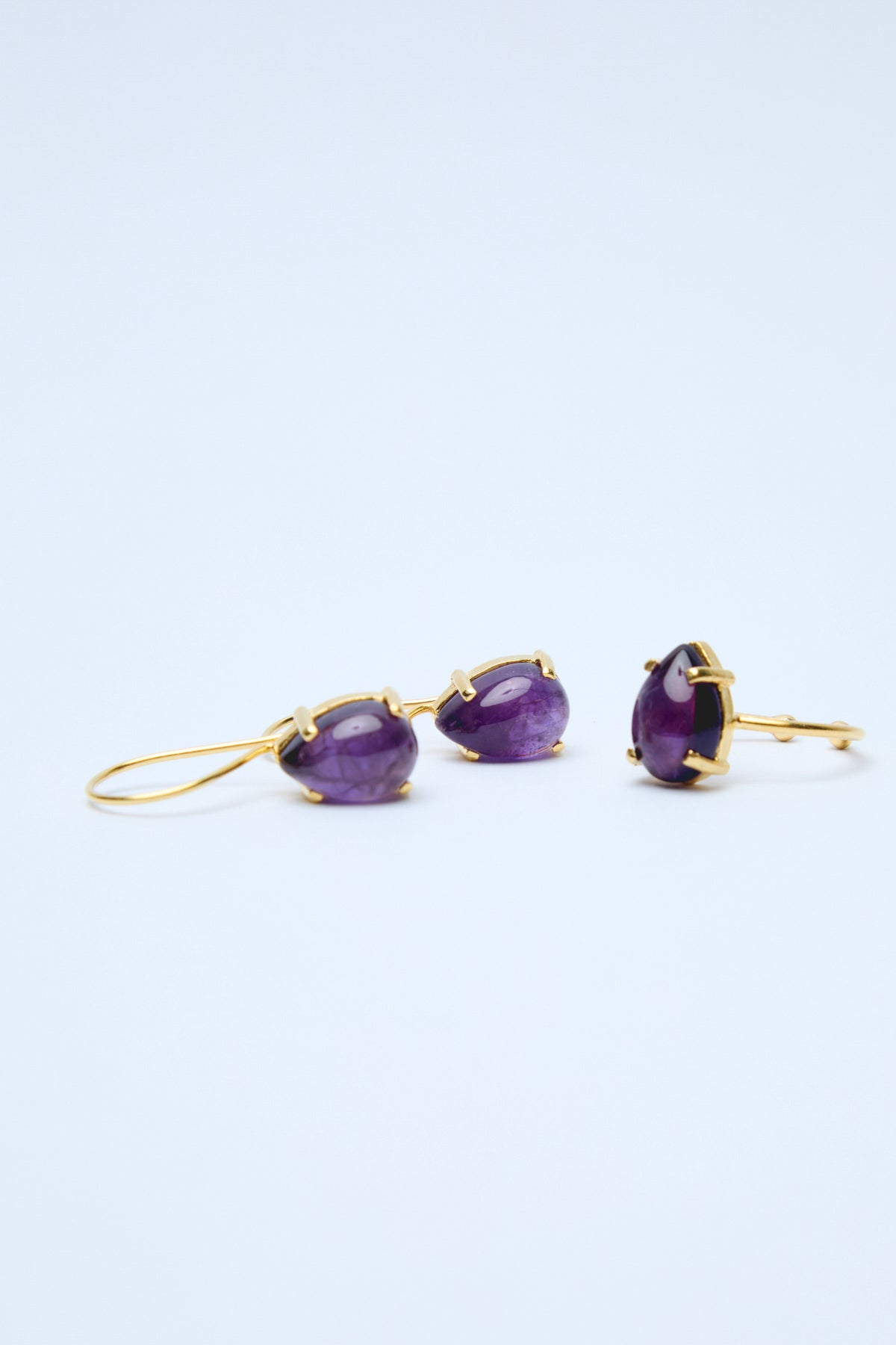 Shine 925 Sterling Silver 18k Gold Plated Gemstone Earrings Ring Set I Amethyst