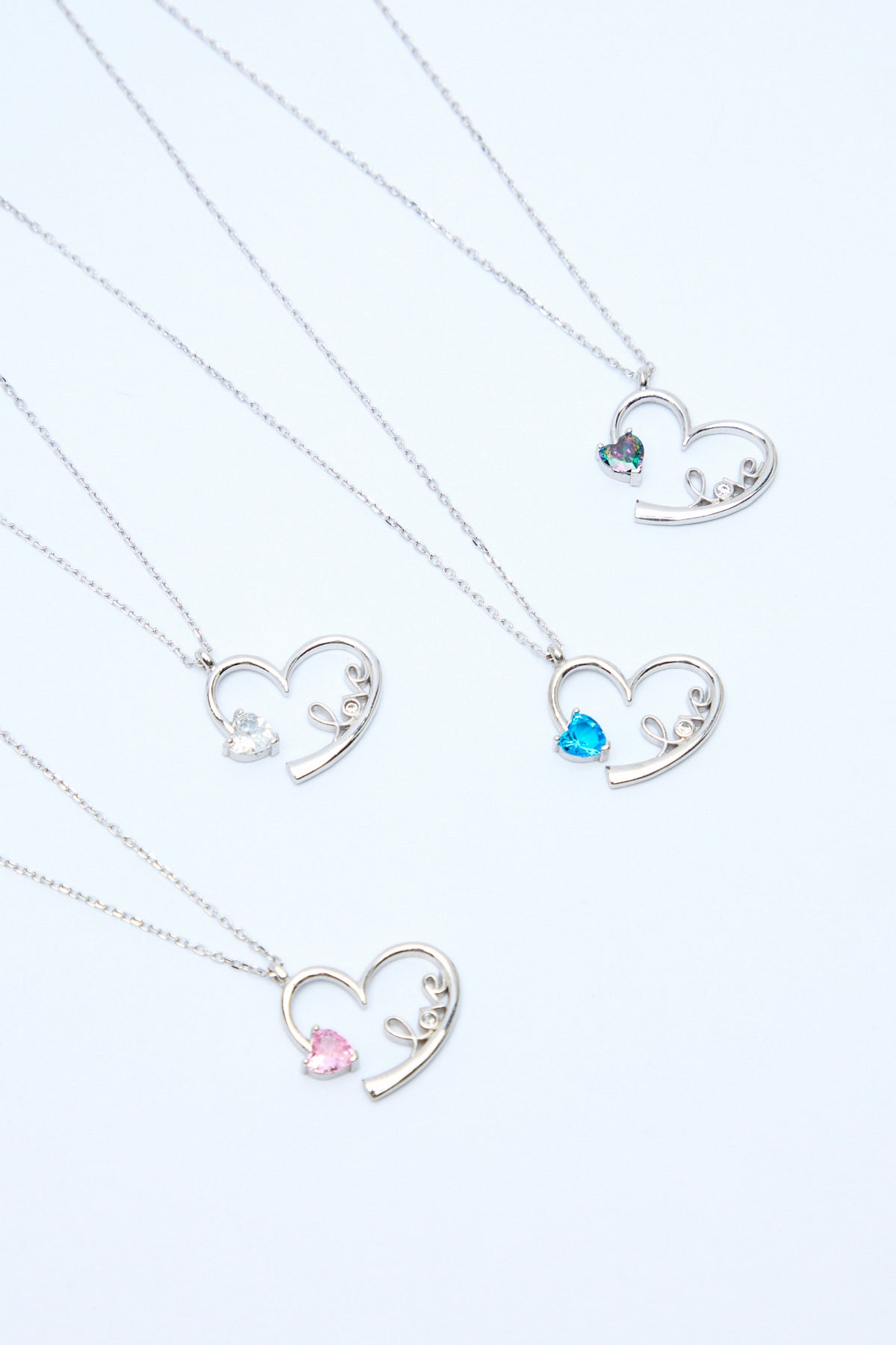 Faye 925 Sterling Silver Zirconium Love Written Heart Necklace