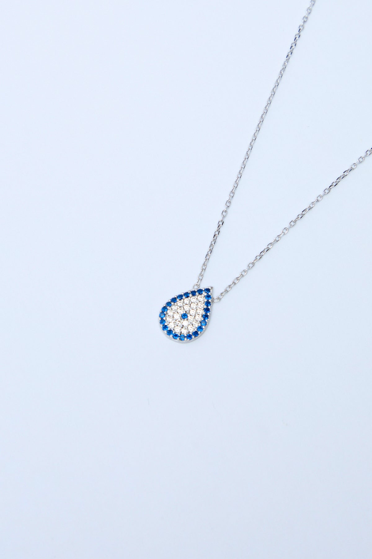 Erica 925 Sterling Silver Zirconium Evil Eye Drop Necklace