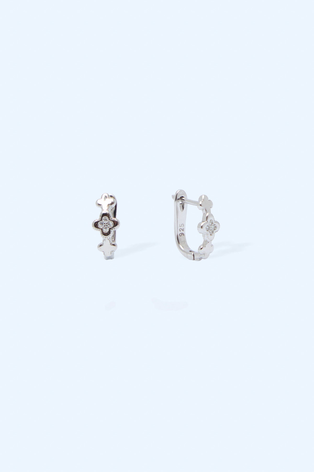 Ocea 925 Sterling Silver Zirconium Clover Earrings