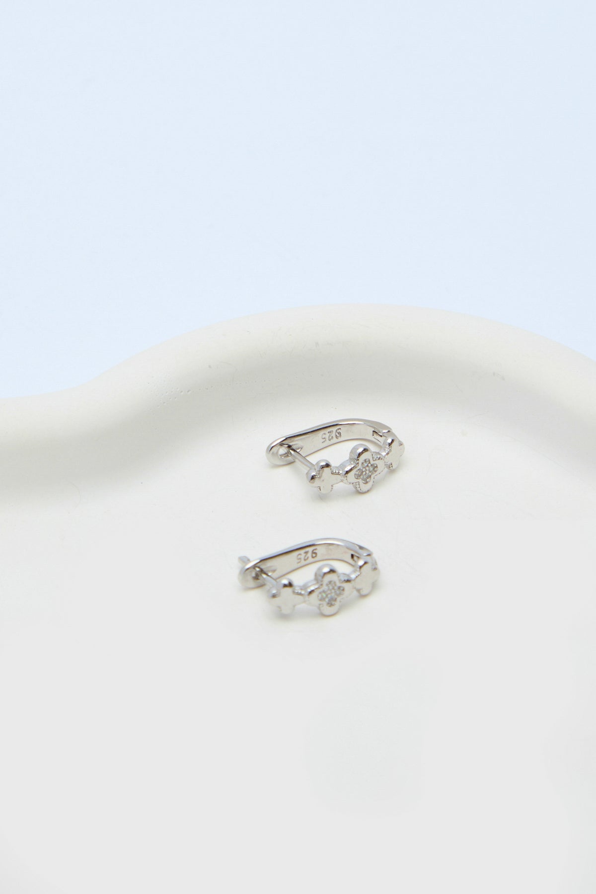 Ocea 925 Sterling Silver Zirconium Clover Earrings