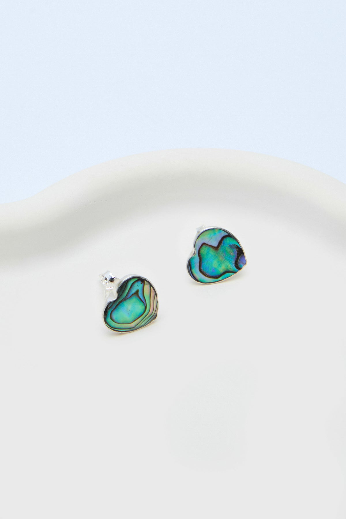 Azra 925 Sterling Silver Abalone Heart Earrings