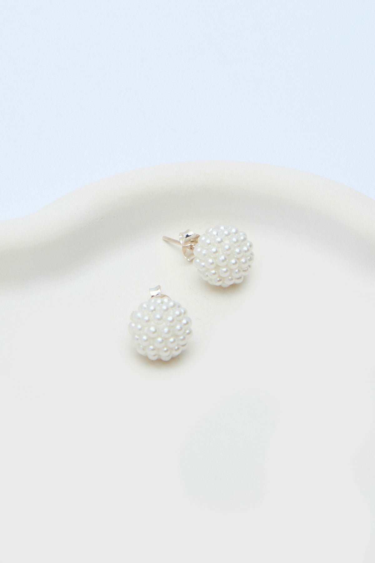 Dasha 925 Sterling Silver Pearl Ball Earrings