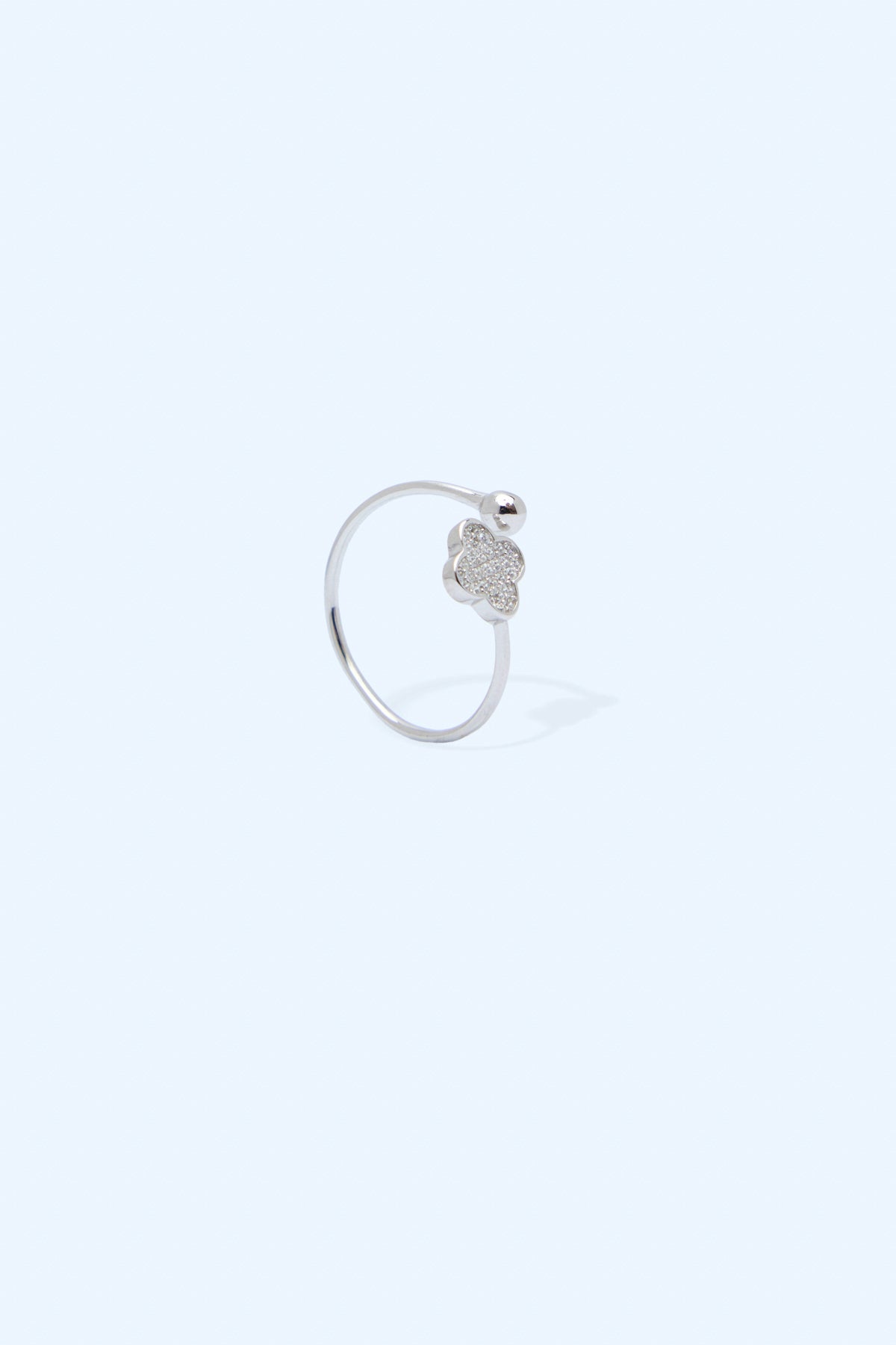 Julis 925 Sterling Silver Zirconium Clover Ring