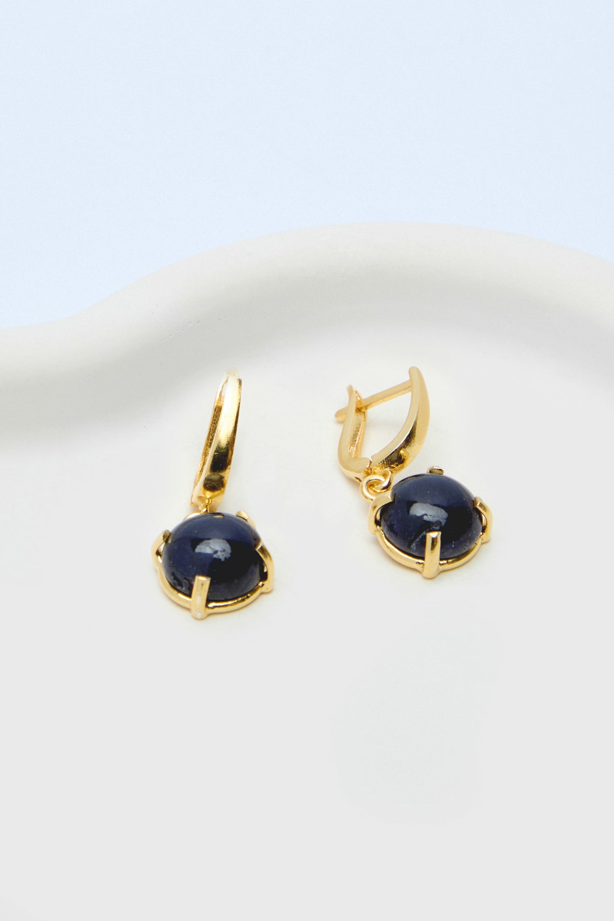 Sky 925 Sterling Silver 18k Gold Plated  BirthStone Gems Earrings I Sapphire