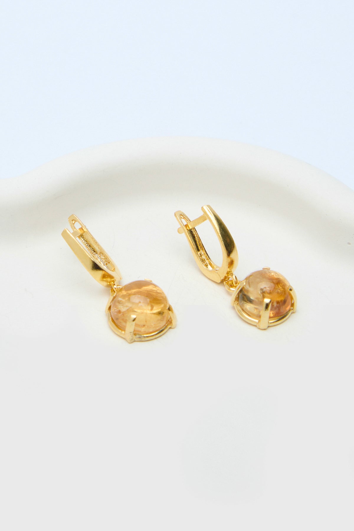 Etheral 925 Sterling Silver 18k Gold Plated  BirthStone Gems Earrings I Citrine