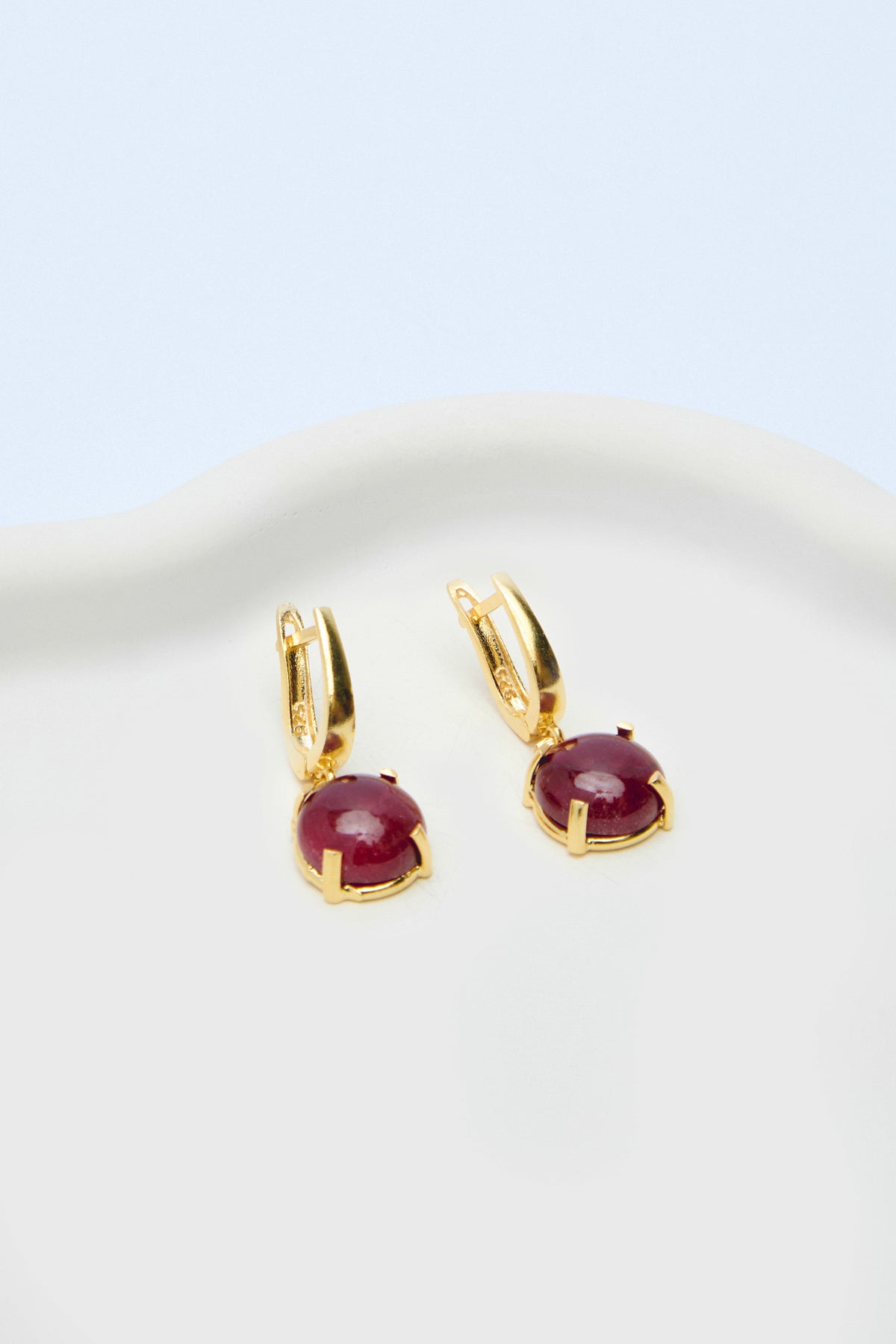 Mirage 925 Sterling Silver 18k Gold Plated  BirthStone Gems Earrings I Ruby