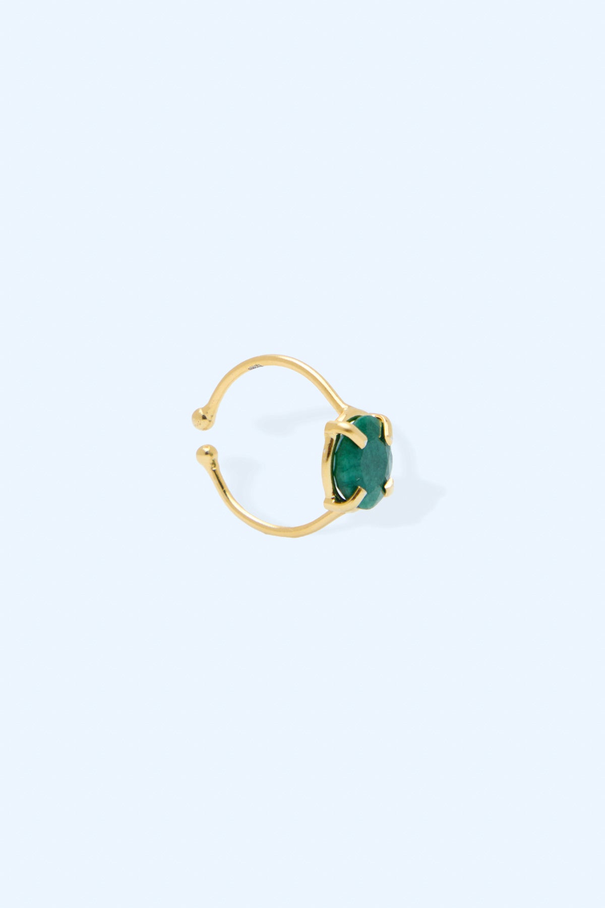 Luvi 925 Sterling Silver 18k Gold Plated Handmade Gemstone Birthstones Ring I Emerald